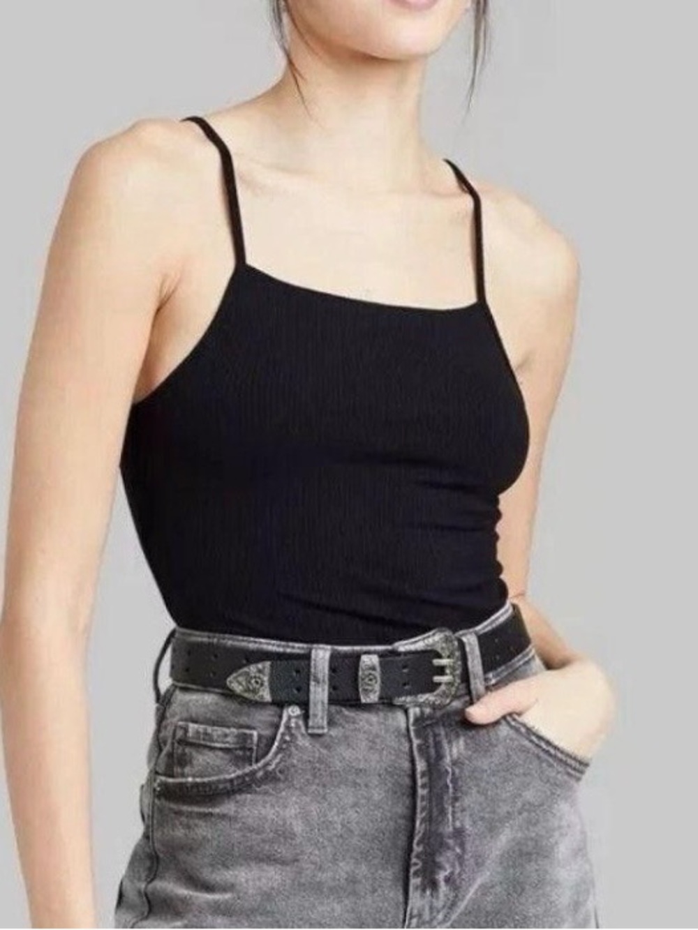 4 Pack Target Wild Fable black ribbed camisole bodysuits